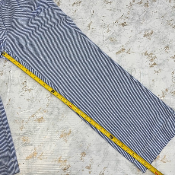 Talbots The Easy Drawstring Pant 12 Wide Leg Linen Blend Pants Coastal Striped - Picture 14 of 15